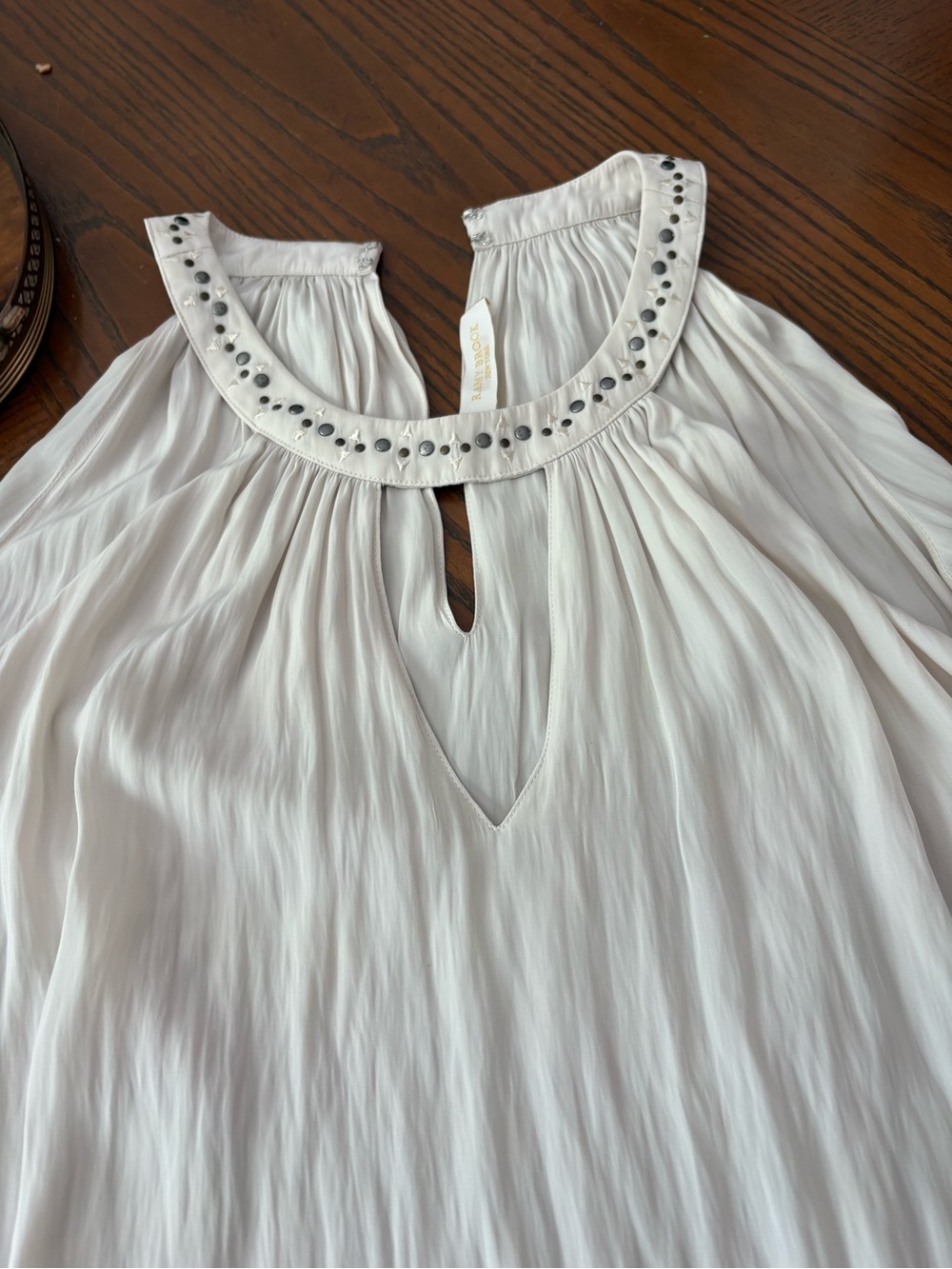 Ramy Brook White Embellished Halter Neck Blouse
